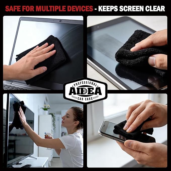 AIDEA Microfiber Cleaning Cloth Black 150PK, Cleaning Rags Shop Towel 12×12" | - Image 7