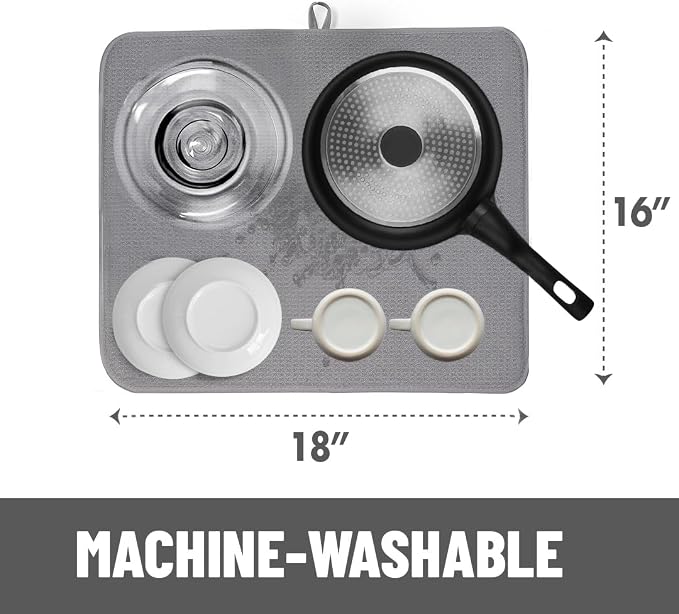 Bellemain Dish Drying Mat, Drying Matt Kitchen Counter, 16x18 Inch - Image 3