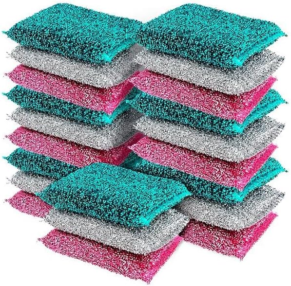 Dish Sponges for Kitchen Non-Scratch Scrub Sponges for Dishes, Stainless Steel by TheCrownChoice