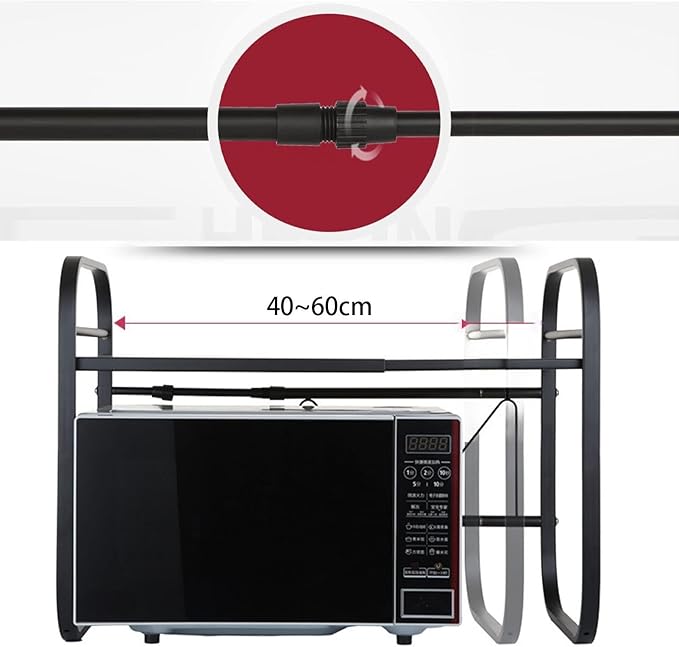 Microwave Storage Rack Expandable Metal Microwave Oven Rack Shelf Kitchen Supplies Tableware Storage Carbon Steel Counter Rice Cooker Stand Stand