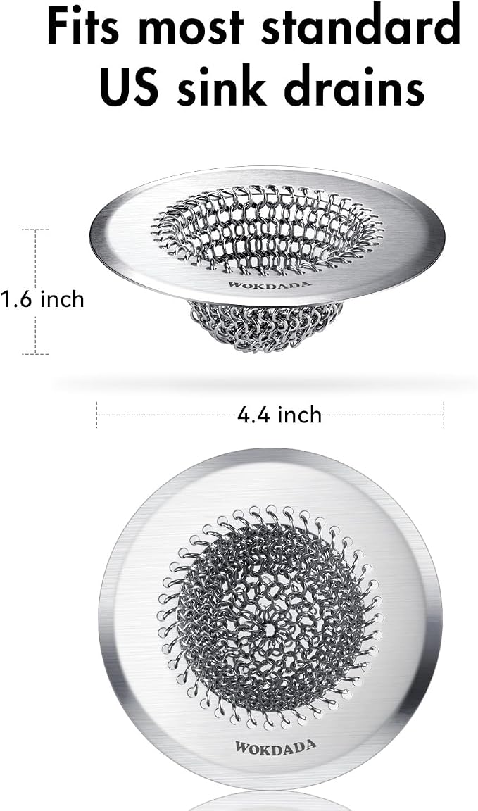 2 Pack Kitchen Sink Drain Strainer, Patented Reversible Chain Mesh Basket - Image 6