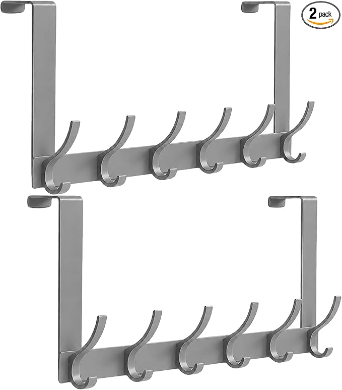 Peasulin Over The Door Hooks, 2 Pack Grey Door Hanger Rack | by Peasulin