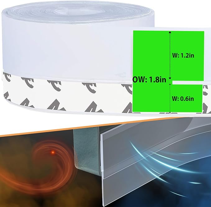Door Weather Stripping Door Seal Strip, 1.8 in Self Adhesive Clear | Door Draft by WigtdaWeatherStripping