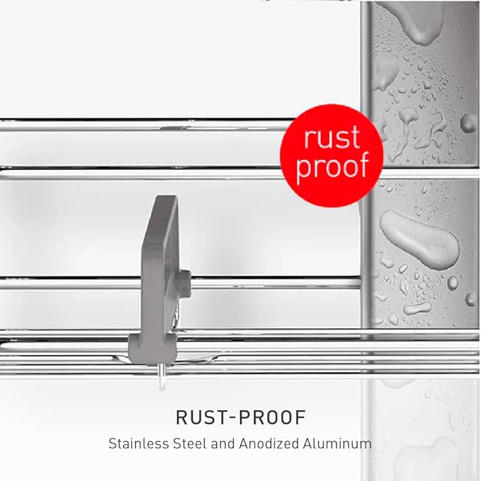 simplehuman Adjustable and Extendable Shower Caddy Large, Stainless Steel and - Image 5