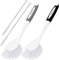 4 Pack Dish Brush with Handle, Kitchen Scrub Brushes by Amazer
