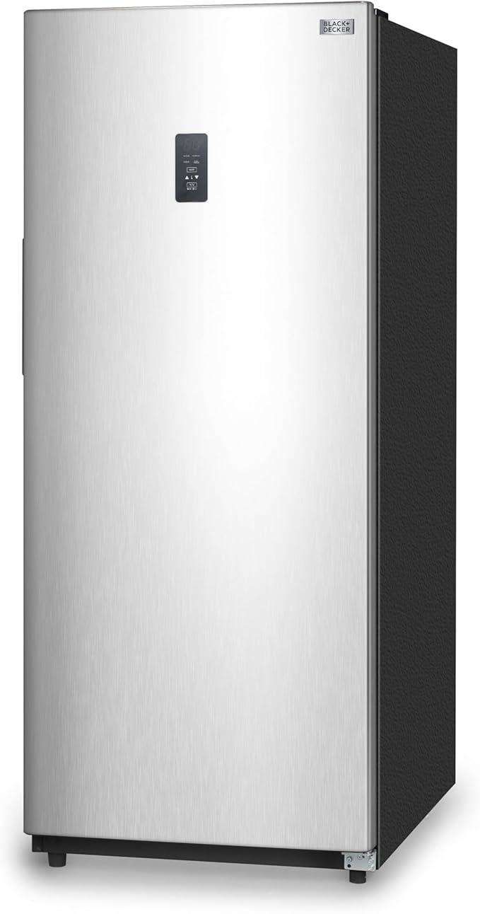 BLACK+DECKER 17 Cu. Ft. Convertible Freezer Refrigerator, Upright Freezer with Glass Shelves, ENERGY STAR rated, Frost Free, BUC1700XS, Stainless Look
