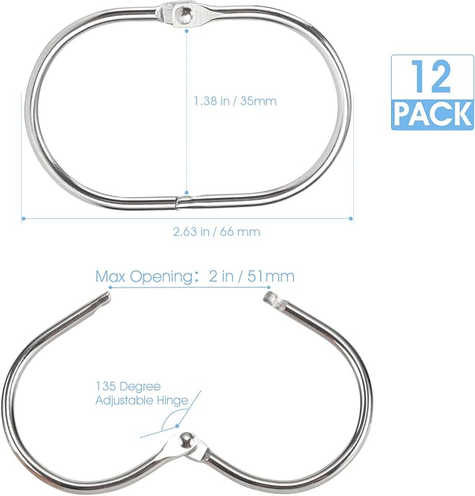 Shower Curtain Rings, Oval Snap Shower Rings - Image 5