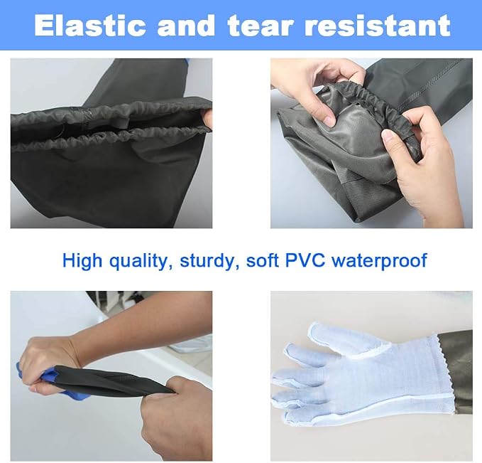 Haiou 25" Long Rubber Gloves for Waterproof Pond Gloves for Cleaning -Large | - Image 2