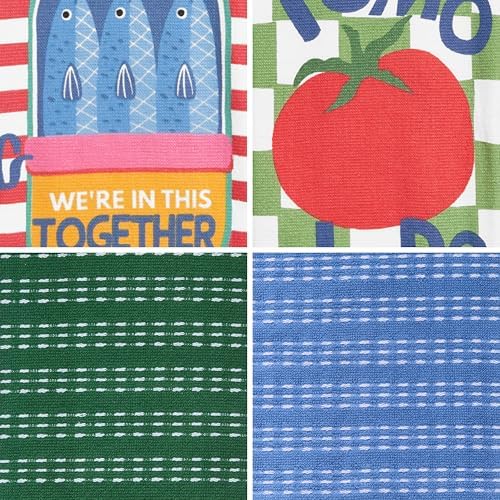 Ritz 4-Piece Kitchen Towel Set, Sardines & Pomodoro Tomato Prints - Image 2