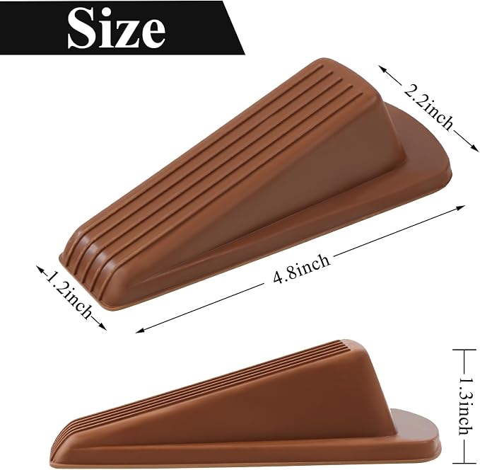 4 Pack Door Stoppers for Bottom of Door, Rubber Door Stopper Wedge, Sturdy - Image 2