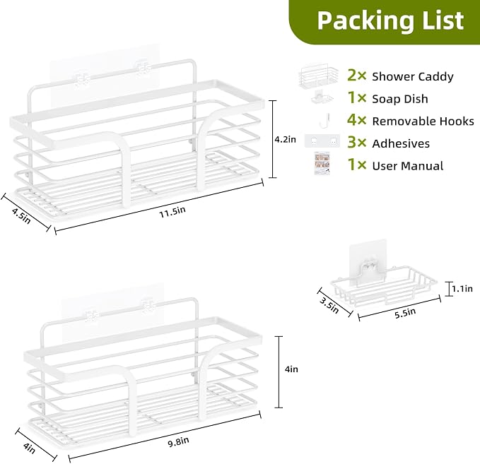 Yougai White Shower Caddy, Bathroom Organizers and Storage - Image 2