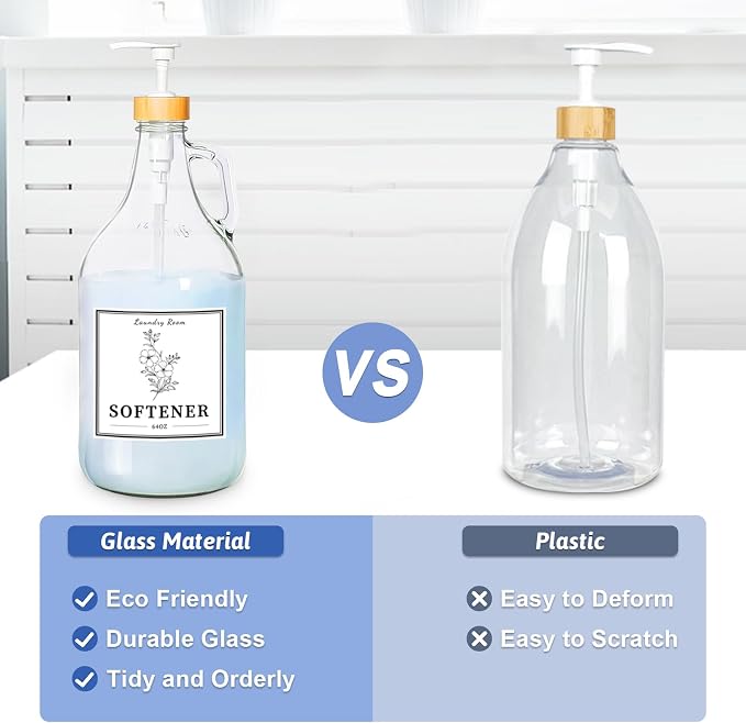 2 Pcs Glass Laundry Detergent Dispenser Bottle, 64 oz - Image 7