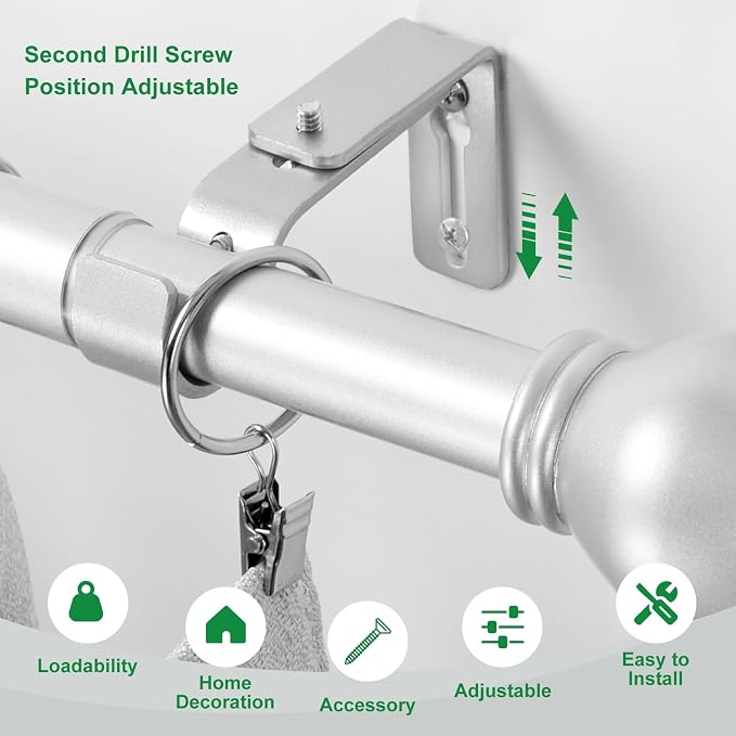 LLPJS Curtain Rod Bracket Adjustable, Drapery Rod Holder Hooks Support Hangers - Image 4
