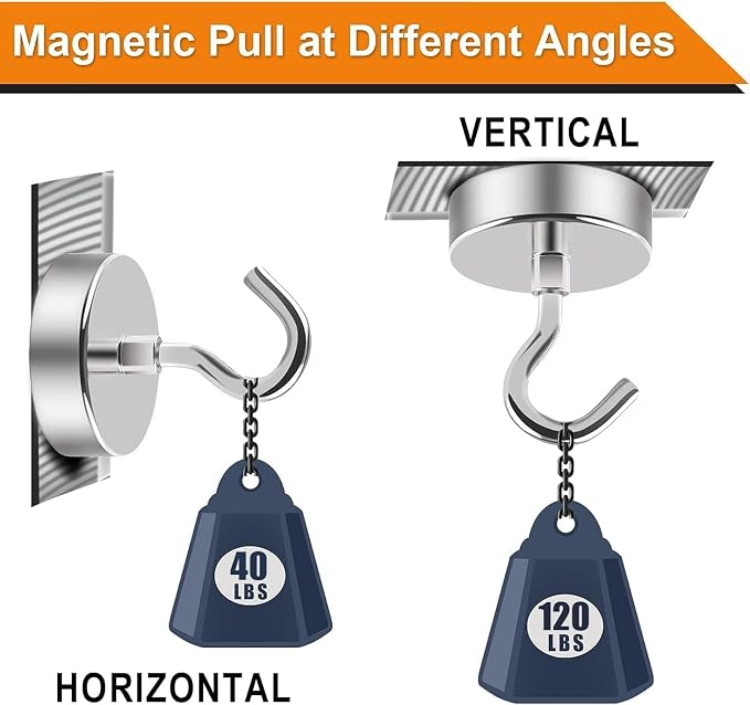 DIYMAG Magnetic Hooks, 120lbs Heavy Duty Magnets - Image 3