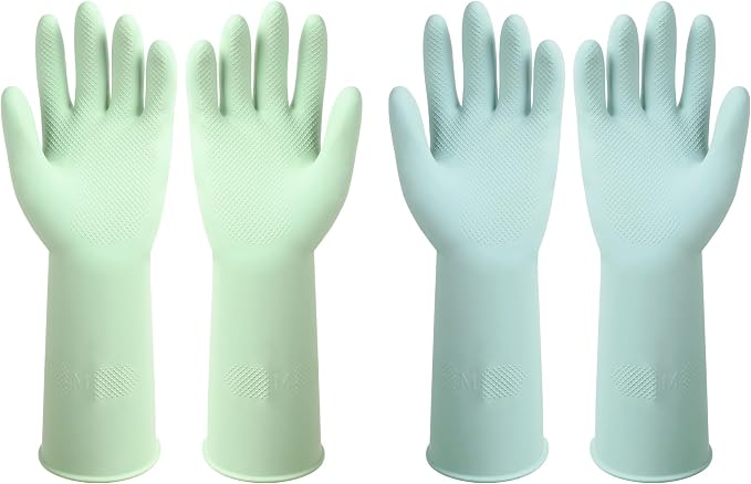 Dishwashing Rubber Gloves Reusable Kitchen Gloves 2Pairs Cleaning Gloves by Unknown