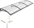 Awning for Door Entrance with Drainage Sink,32x120 Inch Awnings for Doors,Window Canopy Exterior with Plastic Steel Bracket,Polycarbonate Cover,UV,Rain,Snow Protection for House,Porch,Patio,Deck