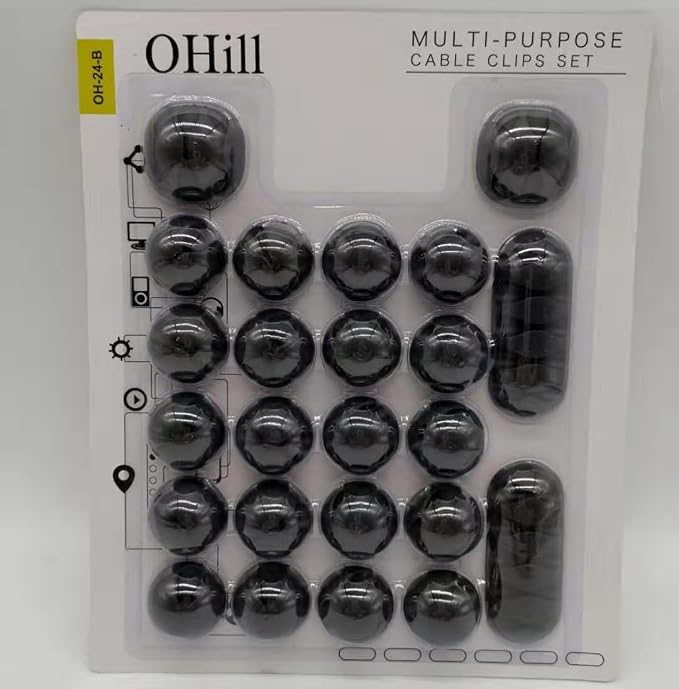 Desk Cable Management Cord Organizer, 24 Pack Black Self Adhesive Cord Holder - Image 7