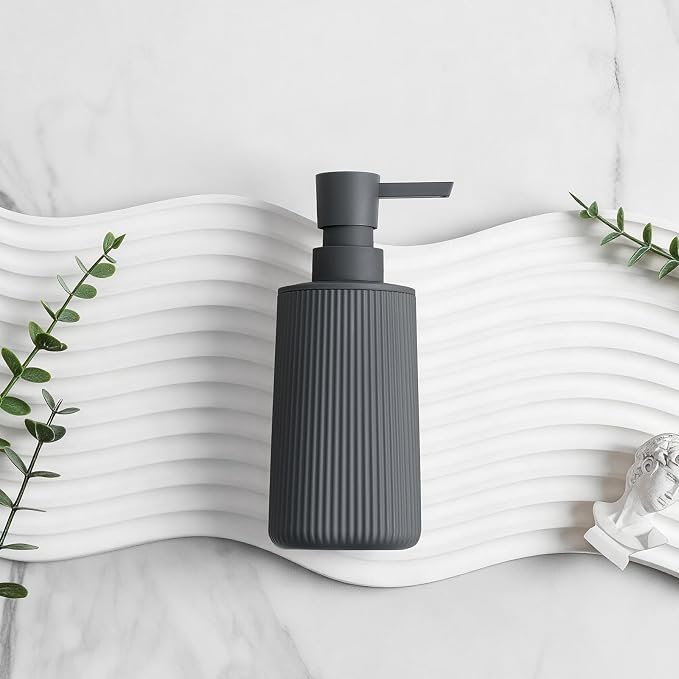 YAUKPH Small Soap Dispenser for Bathroom and Kitchen Matte Dark Gray | Modern - Image 6