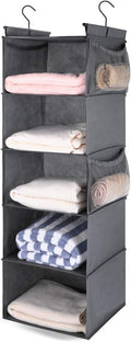 MAX Houser 5 Shelf Foldable Hanging Closet Organizer, Cloth Hanging Shelf by MAXHouser