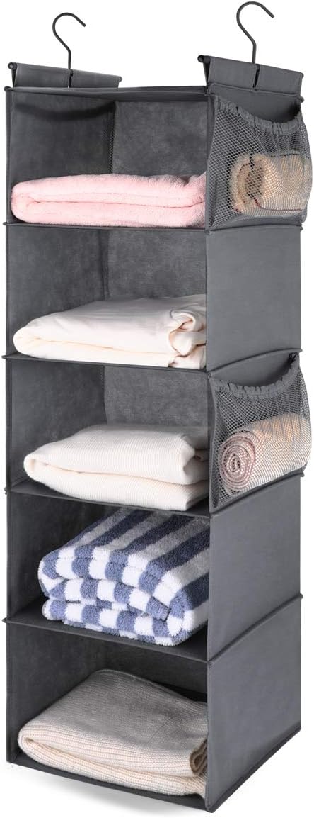 MAX Houser 5 Shelf Foldable Hanging Closet Organizer, Cloth Hanging Shelf by MAXHouser