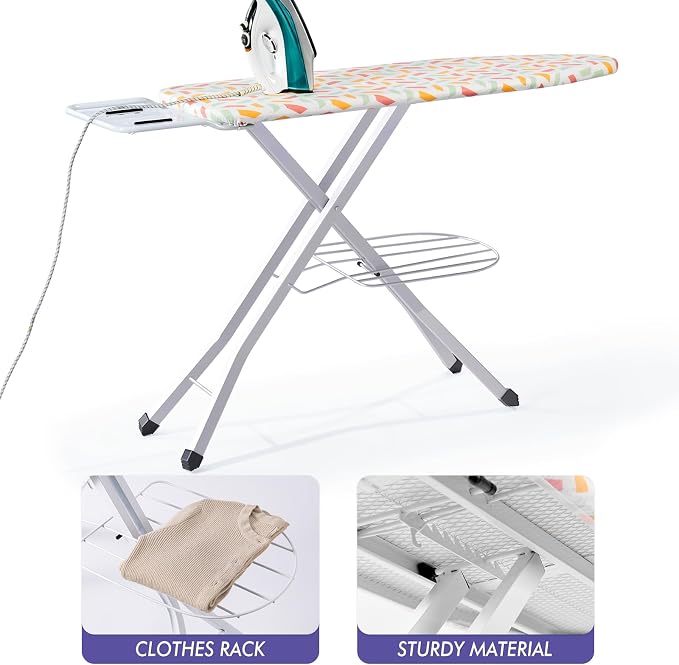 BKTD Full Size Ironing Board, Sturdy Frame, Heat Resistant Cover, Iron Rest - Image 3