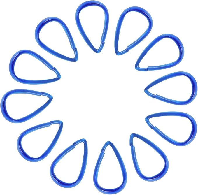 Top-spring Blue Shower Curtain Hooks 12Pcs Drop Shaped Hooks - Image 8
