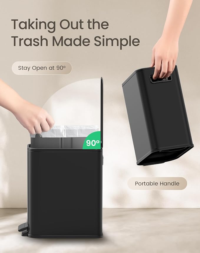 Cesun Small Black Bathroom Trash Can - Image 5