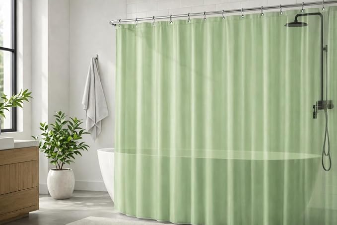 EHZNZIE Sage Shower Curtain Liner 72x72, PEVA Waterproof Bath Curtain, No - Image 6