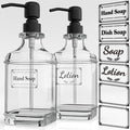 2 Pack Soap Dispenser, 18 Oz Antique Design Thick Glass Hand Dispensers; by GLADPURE