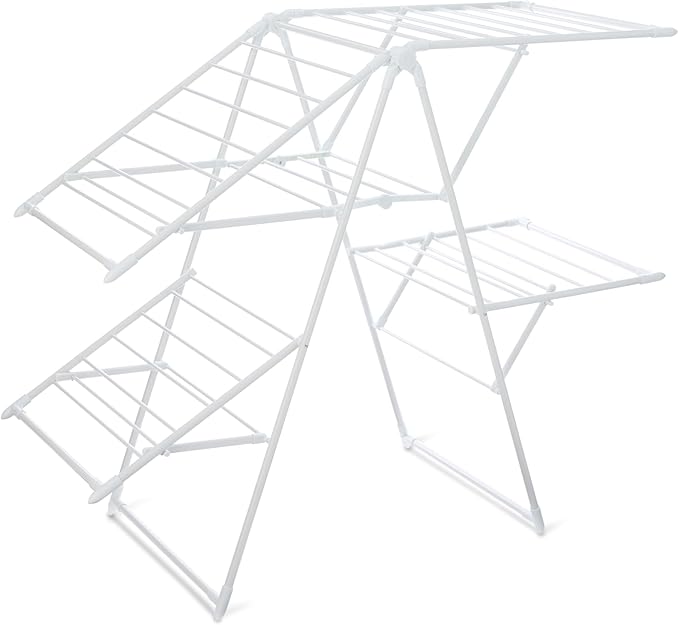 Amazon Basics Foldable Space-Saving 4-Wing Metal Clothes Drying Rack, by AmazonBasics