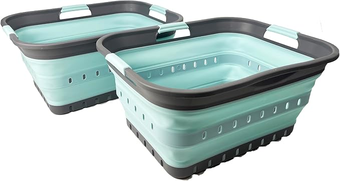 SAMMART 42 Collapsible Plastic Laundry Basket, Foldable Pop Up Storage by SAMMART