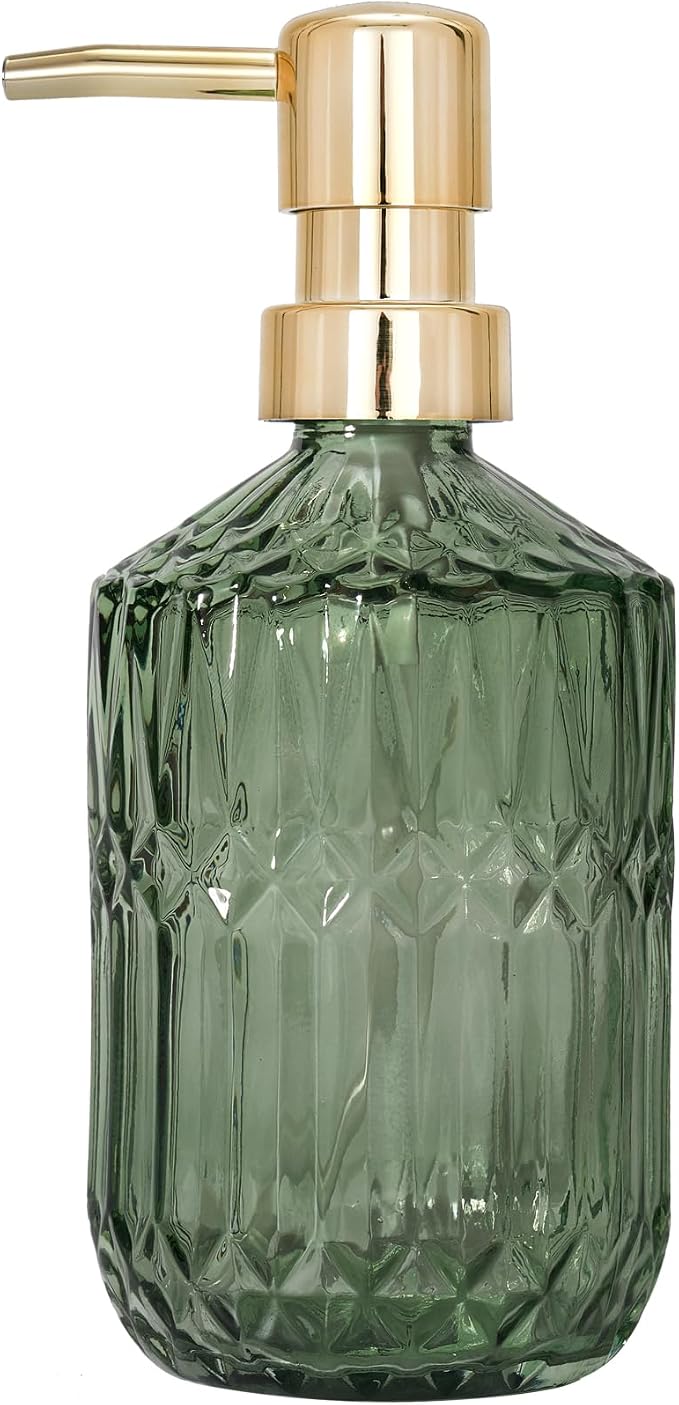 Glass Soap Dispenser Green Bottle Plastic Pump by Osfvn