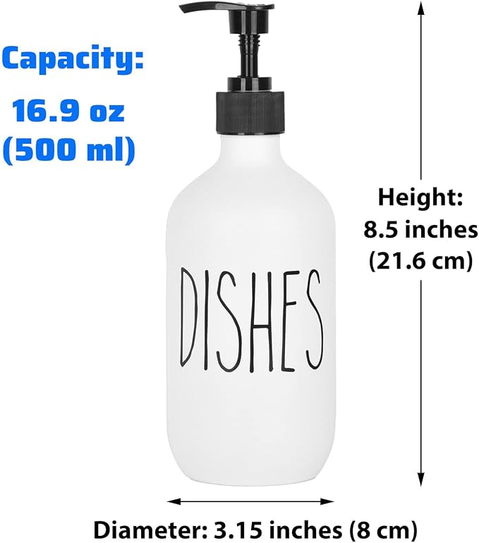 Dish Soap Dispenser 500ml Large Plastic Soap Dispenser Refillable Pump Liquid - Image 2