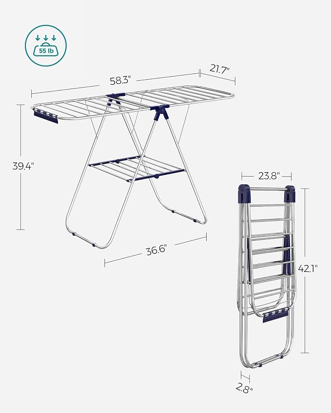 SONGMICS Clothes Drying Rack, - Image 6