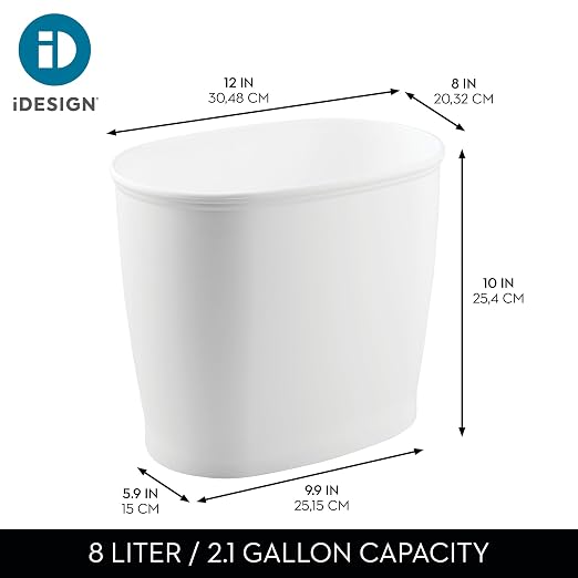 iDesign Slim Plastic Bathroom Trash Can, - Image 4