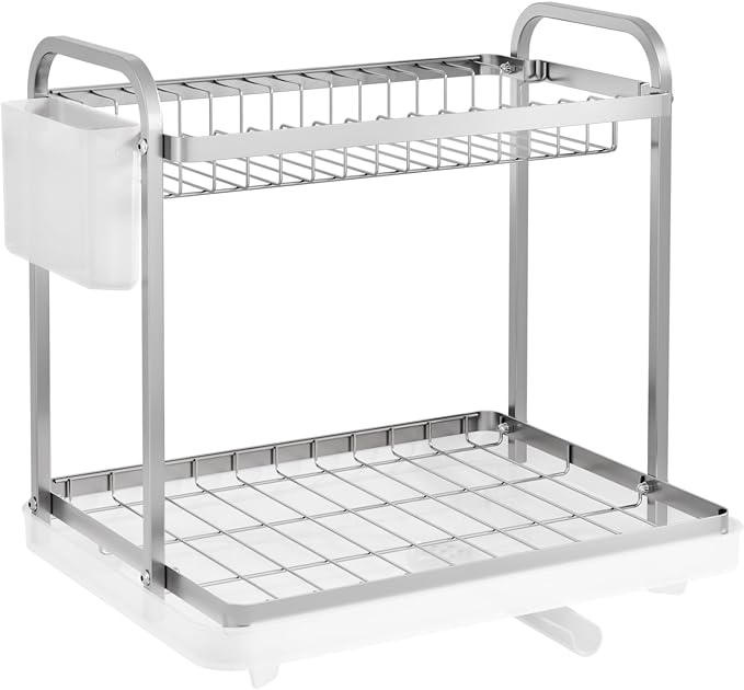 Sakugi Dish Drying Rack 2-Tier 15x11.4x15 Silver Double Rod | Kitchen, Sink - Image 3