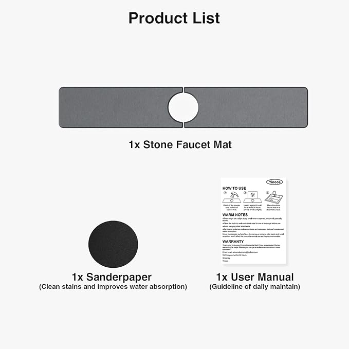 Premium Stone Faucet Mat for Kitchen Sink, 23.6" x 4" Dark Gray | Quick Drying - Image 7