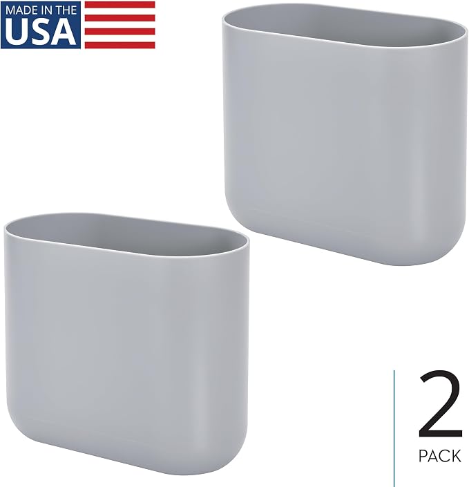 iDesign Small Slim Plastic Bathroom Trash Can - Image 2