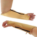 Arm Chaps Extended Elbow Leather Arm Guard - Arm Sleeve Protectors for Thin Skin and Bruising, Scratches & Cuts - Protective Arm Sleeve for Any Age- Left & Right Form-Fitting - Tan (1Pair/Small).