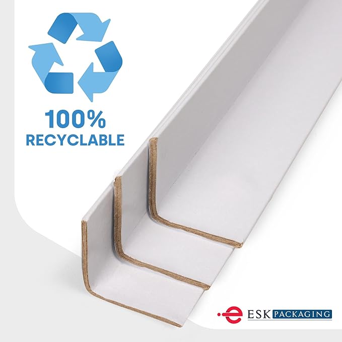 Cardboard Edge Protectors for Shipping - 2.5"W x 2.5"D x 36"L, Light Duty, Pallet Corner Protectors, Angle Boards, White, 45/Pack