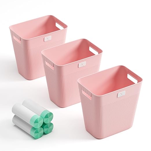 JOYMOOP Slim Trash Can 3-Pack, 2.2 Gallon Plastic Wastebasket by JOYMOOP