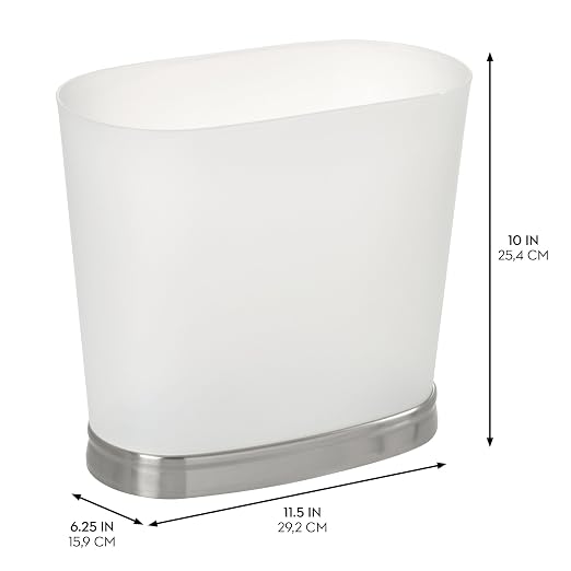 iDesign Slim Bathroom Trash Can, Frost/Brushed Nickel | Small, - Image 3