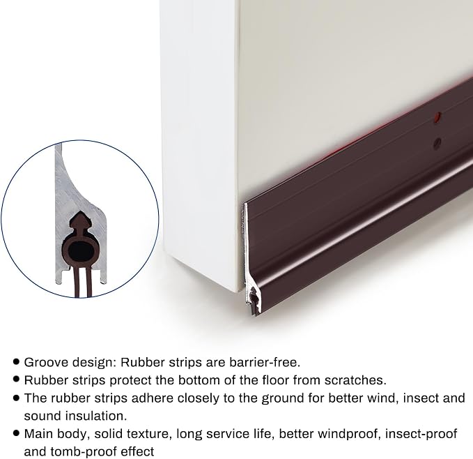 Gisafai 4 Pack 36" Door Sweep Mouse Stopper, Aluminum Draft Blocker Seal | - Image 6