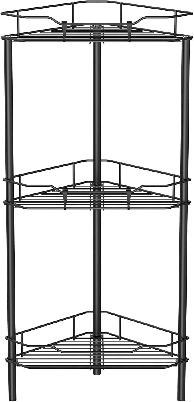 HuggieGems Metal Floor Standing Corner Shower Caddy, 3 Tier by HuggieGems