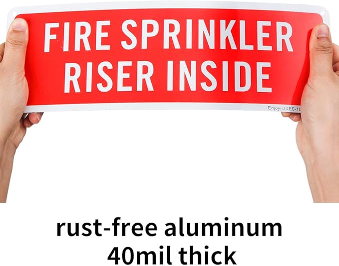 Fire Sprinkler Riser Inside Sign, 12"x 4" .04" Aluminum Reflective Sign Rust Free Aluminum-UV Protected and Weatherproof