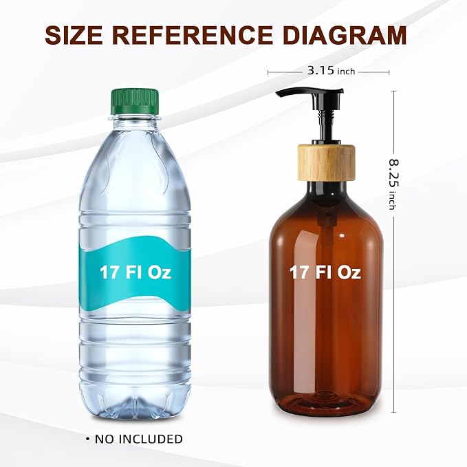 KASUNTING Amber Soap Dispenser Plastic, 17 Fl Oz Hand and Dish Dispenser Set - Image 2