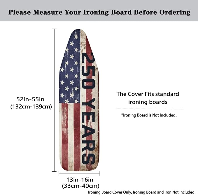 Ironing Board Cover Scorch Resistant American 250 Years Print Stretch Elastic - Image 3