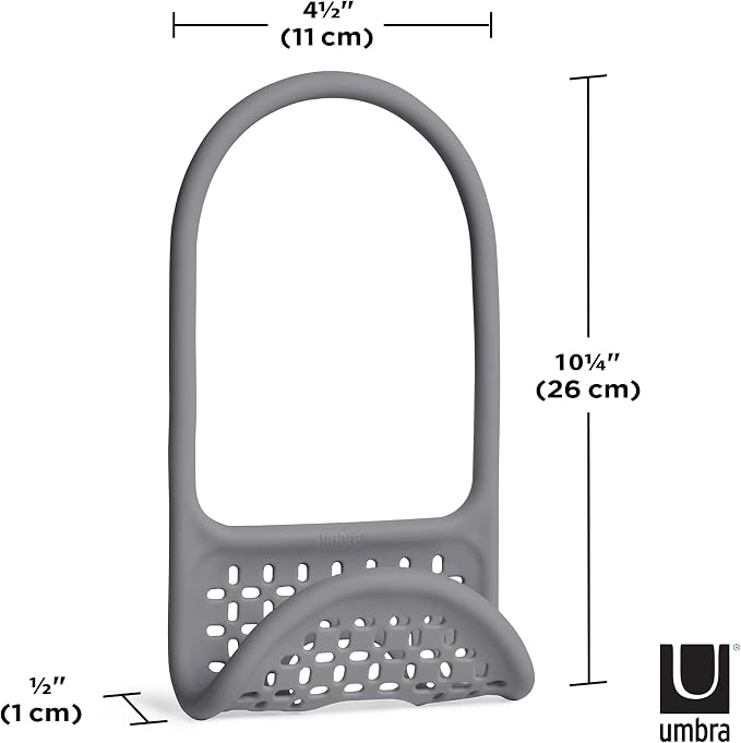 Umbra Sling Flexible Sink Caddy, Elastic Non-Slip Sponge Holder, Dark Grey - Image 3