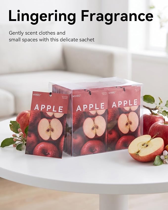 MYARO 20Pcs Red Apple Scented Sachets, Closet Deodorizer Car Air Freshener - Image 6