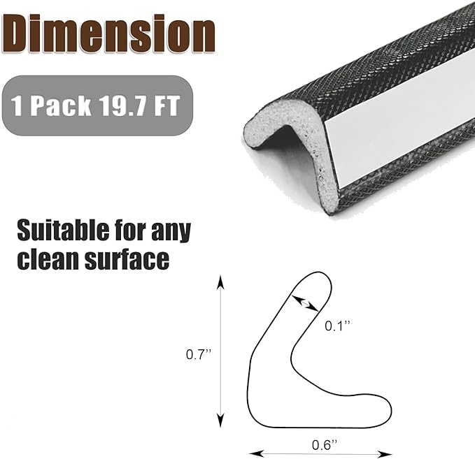 19.6 FT Door Frame Adhesive Weather Stripping Seal Strip PU Foam, PE Cover, Groove Slot Installation for Large Gap, Sound Heat Insulation, Dust Water Moisture Prevention (19.6ft, White，Adhesive)